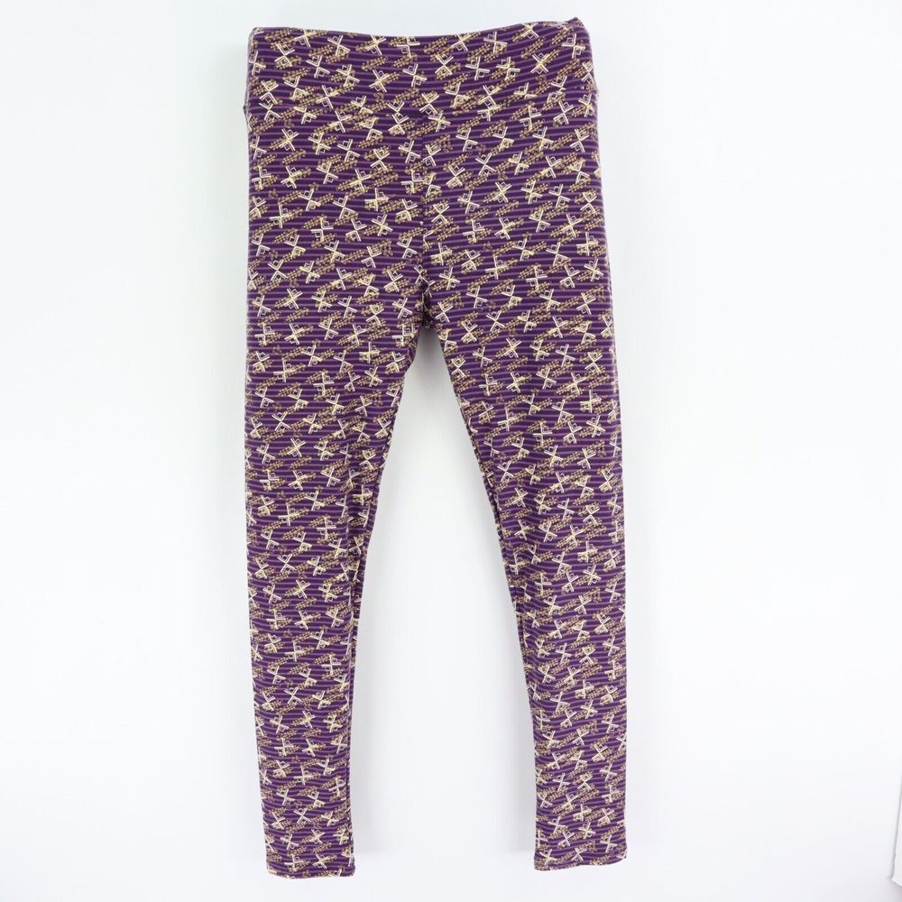 LuLaRoe Leggings Womens One Size Tall & Curvy Purple Geometric Soft Stretch
